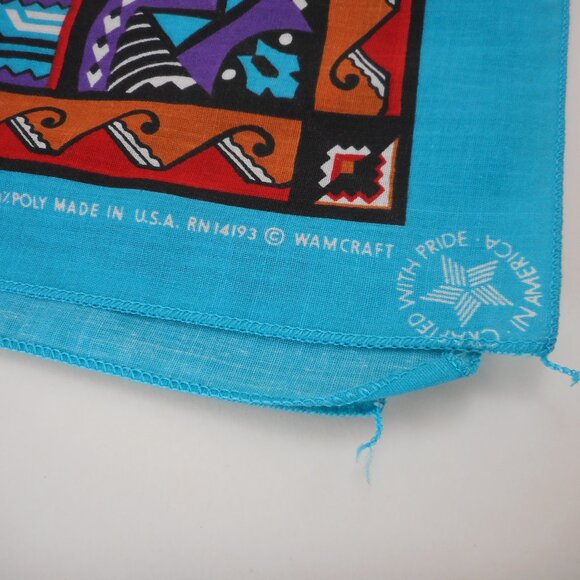 Vintage Wamcraft Bandana Western Southwest Tribal Made In USA - Picture 8 of 9
